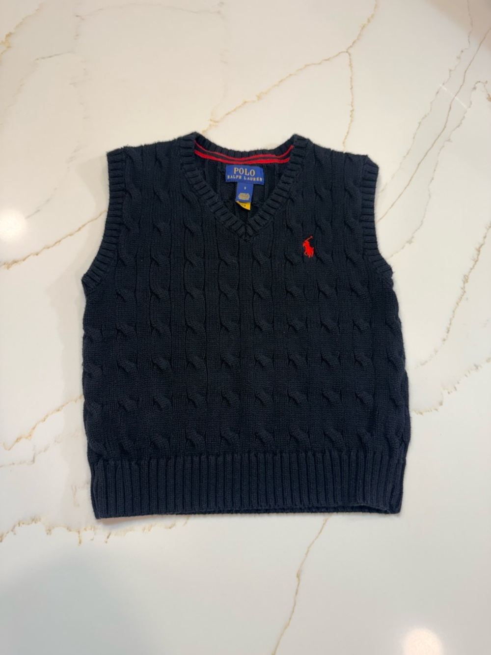 3T Polo by Ralph Lauren Black Cable-Knit Vest with Red Pony (toddler boy)